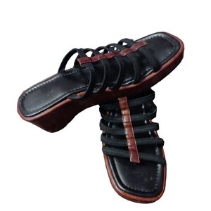Donald J. Pliner Square Toed Heeled Sandals Ladies 8.5 Spain Black Brown